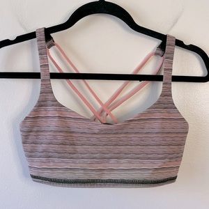 Lululemon Free to Be Bra size 6 Peach Black Stripe